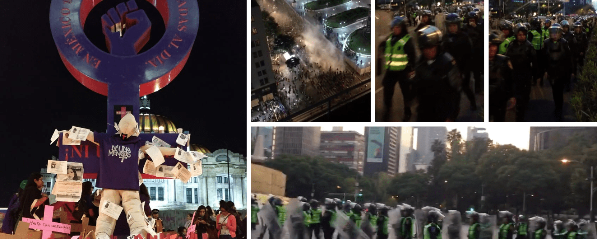 Marcha por el #25N: Uso desmedido de policías y trabajadoras del gobierno de la CDMX